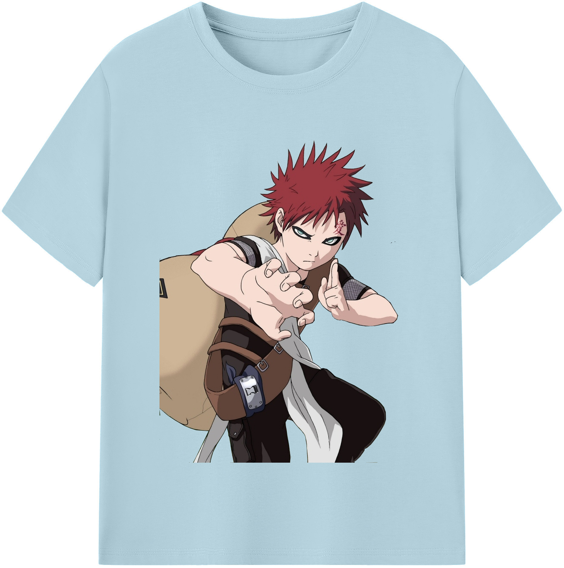 （画像用） NARUTO -ナルト- ガアラ Gaara 綿100％半袖Tシャツ（フロントプリント）